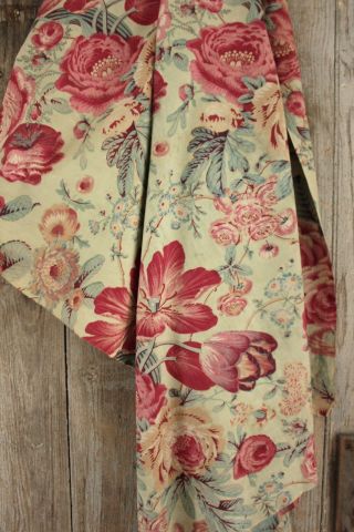 French Antique fabric c1850 green chintz floral design Jean Ulrich Tournier 7