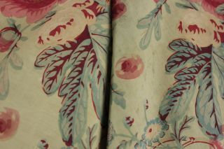 French Antique fabric c1850 green chintz floral design Jean Ulrich Tournier 8