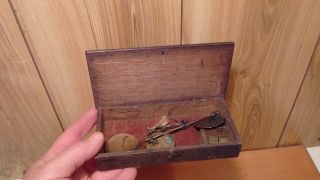 Antique Hanging Balance Trade Scale In Wooden Box With Weights