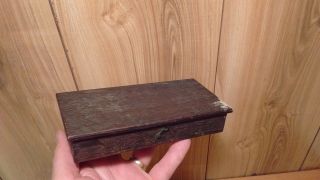 antique hanging balance trade scale in wooden box with weights 3