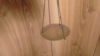 antique hanging balance trade scale in wooden box with weights 6