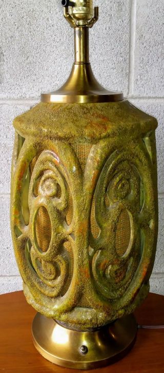 Mid Century Tiki Ceramic Lamp Vintage Retro Large Rare