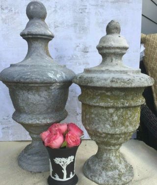 Pair Antique French Marble Finials Architectural Salvage Fragments