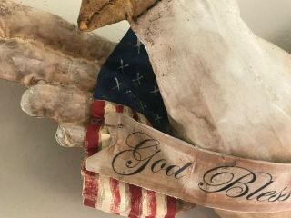 Handmade Primitive decor Patriotic Eagle Doll & Flag wall door hanger 4th July 6