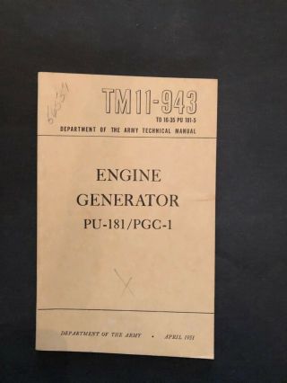 Tm 11 - 943 Engine Generator Pu - 181/pgc - 1 April 1951 Korean War Era Updates C1 - C3