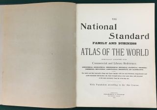 1900 NATIONAL STANDARD FAMILY & BUSINESS ATLAS OF THE WORLD; MAPS,  1890 Census 2