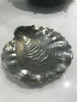 Rare Art Nouveau Gorham Sterling Silver Ribbed Sea Shell Footed Dish