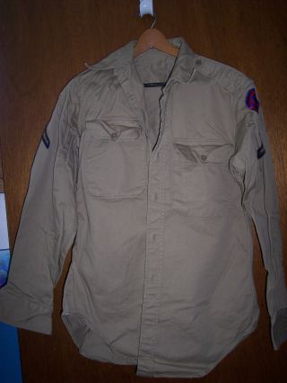 Korean War Kaki Us Army Shirt With Patches