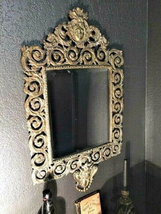 Antique Lion Mirror Ornate Bronze Wall Mirror - Diana the Huntress and Lion Head 3
