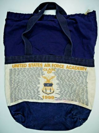 Vintage 90s Military Usaf Laundry Duffel Bag Us Air Force Academy 1999 Denim,