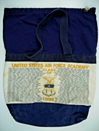 VINTAGE 90s military USAF laundry duffel bag US AIR FORCE ACADEMY 1999 denim, 2