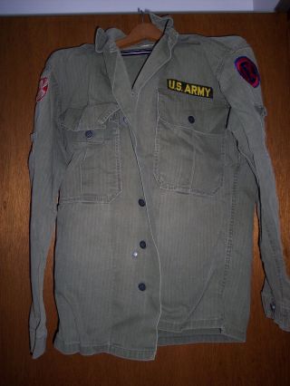Vintage Korean War Era Us Army Fatigue Shirt With 13 Star Buttons