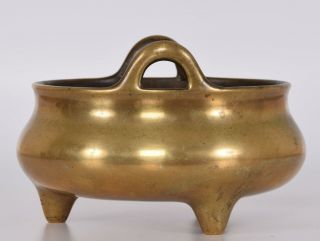 Late Ming or Early Qing Chinese Bronze Tripod Censer Incense Burner Xuande Mark 6