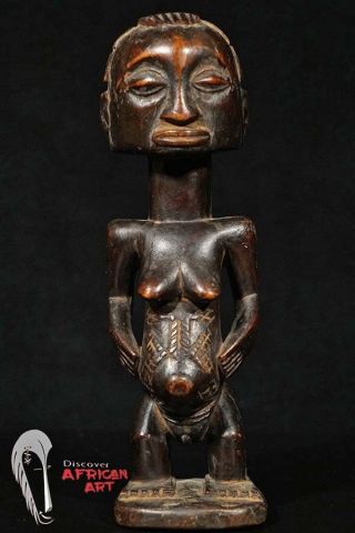 Older Luba Figure With Great Patina 10.  5 " - Dr Congo - African Art