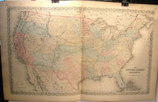 ANTIQUE HAND COLORED ENGRAVING MAP UNITED STATES USA 1859 COLTON ' S GENERAL ATLAS 12