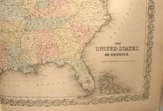 ANTIQUE HAND COLORED ENGRAVING MAP UNITED STATES USA 1859 COLTON ' S GENERAL ATLAS 2