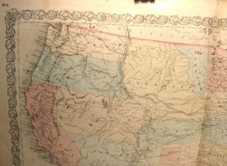 ANTIQUE HAND COLORED ENGRAVING MAP UNITED STATES USA 1859 COLTON ' S GENERAL ATLAS 7