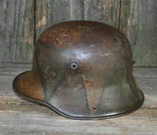 Worn/faded Camo Imperial German Helmet W/partial Chinstrap Size 66