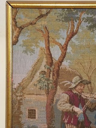 Antique Tapestry Wall Hanging Custom Framed French Countryside Dancers 2