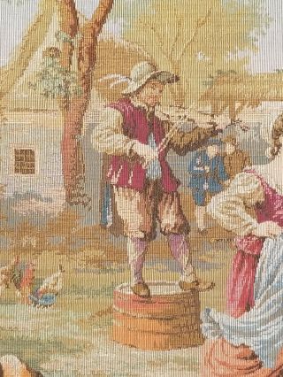 Antique Tapestry Wall Hanging Custom Framed French Countryside Dancers 3