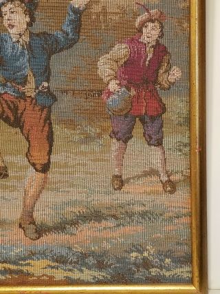 Antique Tapestry Wall Hanging Custom Framed French Countryside Dancers 6