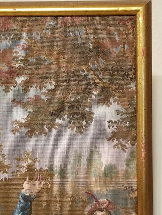 Antique Tapestry Wall Hanging Custom Framed French Countryside Dancers 7