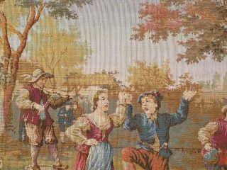 Antique Tapestry Wall Hanging Custom Framed French Countryside Dancers 8