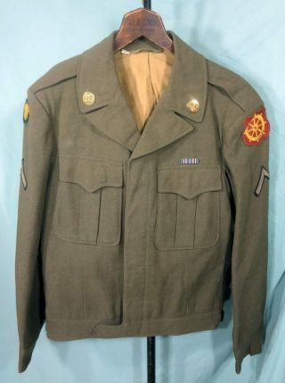 U.  S.  Wwii Ww2 1944 Army Enlisted Mens Uniform Ike Jacket W/patches Size 36l 728