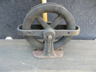 Heavy Antique Cast Iron Wall / Ceiling Mount Pulley Industrial Steampunk Factory