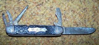 Ww2 4 - Blade Pocket Knife,  Camillus Made,  A.  A.  F.  Stamped,  U.  S.  Issue