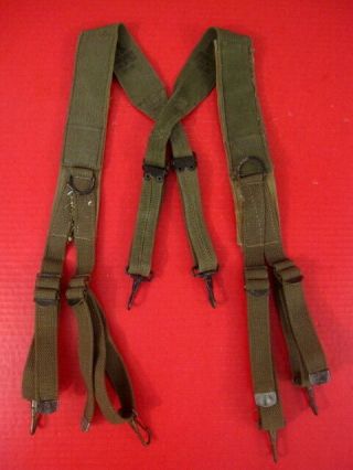 Wwii Us Army M1944 1st Pat Combat Field Suspenders W/shoulder Pad 1945
