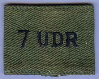 British Army Ulster Defence Regiment Slip - On Shoulder Title Patch,  7 Udr
