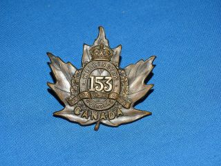 Wwi - Wwii Canadian Cap Hat Badge,  153rd Wellington Overseas Battalion (162)
