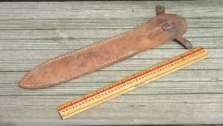 WWII Vintage Leather Sheath Fighting Trench Knife Dagger United Carr Button Snap 5