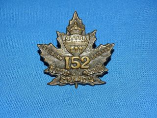 Wwi - Wwii Canadian Cap Hat Badge,  152nd Weyburn Estvan Overseas Bn (161)