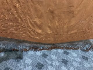 Antique Chinese Hand Embroidered Silk Piano Shawl 62” X 62” Fringe 10” Chocolate 6