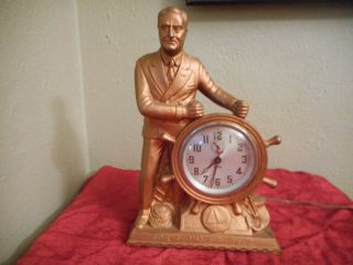 ANTIQUE 1933 FDR MAN OF THE HOUR MANTEL CLOCK FRANKLIN ROOSEVELT SPIN START 3