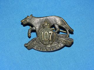 Wwi - Wwii Canadian Cap Hat Badge,  107th Winnipeg Overseas Battalion (159)