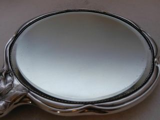 Art Nouveau 1907 Solid Hallmarked Silver Hand Mirror 11