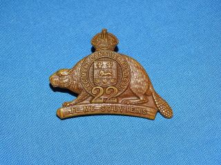 Wwi - Wwii Canadian Cap Hat Badge,  22nd Regiment Francais (157)