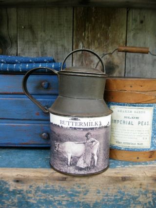 Early Antique Tin Cream Can Old Photo Print Buttermilk