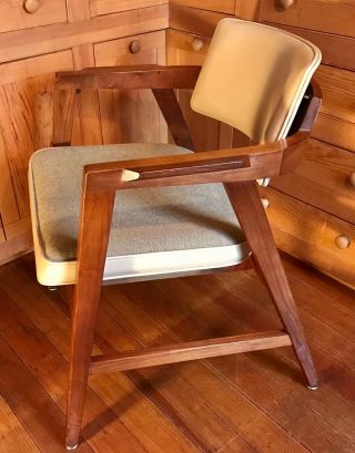 Mid Century Modern Upholstered Walnut Armchair Norman Cherner For Gunlocke