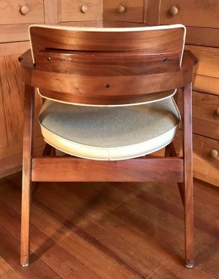 Mid Century Modern Upholstered Walnut Armchair Norman Cherner for Gunlocke 3