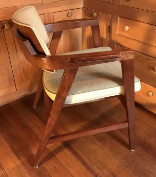 Mid Century Modern Upholstered Walnut Armchair Norman Cherner for Gunlocke 4