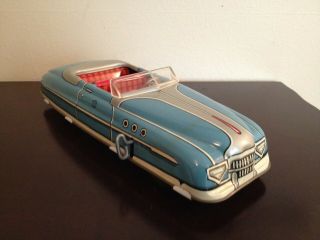 Vintage 1940s - 50s Marx Tin Wind - Up Mechanical Roadster Car Has Windshield
