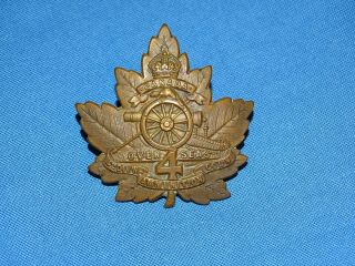 Wwi - Wwii Canadian Cap Hat Badge,  4th Division Overseas Ammunition Col 