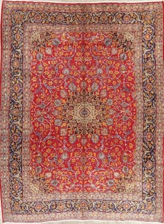 Vintage Kashmar Persian Area Rug VIBRANT RED Oriental Hand - Knotted Floral 10x12 2