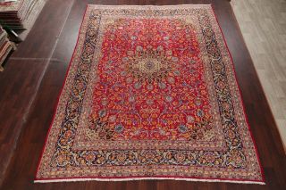 Vintage Kashmar Persian Area Rug VIBRANT RED Oriental Hand - Knotted Floral 10x12 3