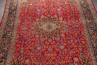 Vintage Kashmar Persian Area Rug VIBRANT RED Oriental Hand - Knotted Floral 10x12 4