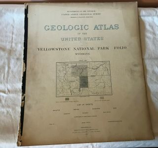 Vtg Geologic Atlas Of Us 1896 Yellowstone Nat.  Park Folio Survey Maps Photos